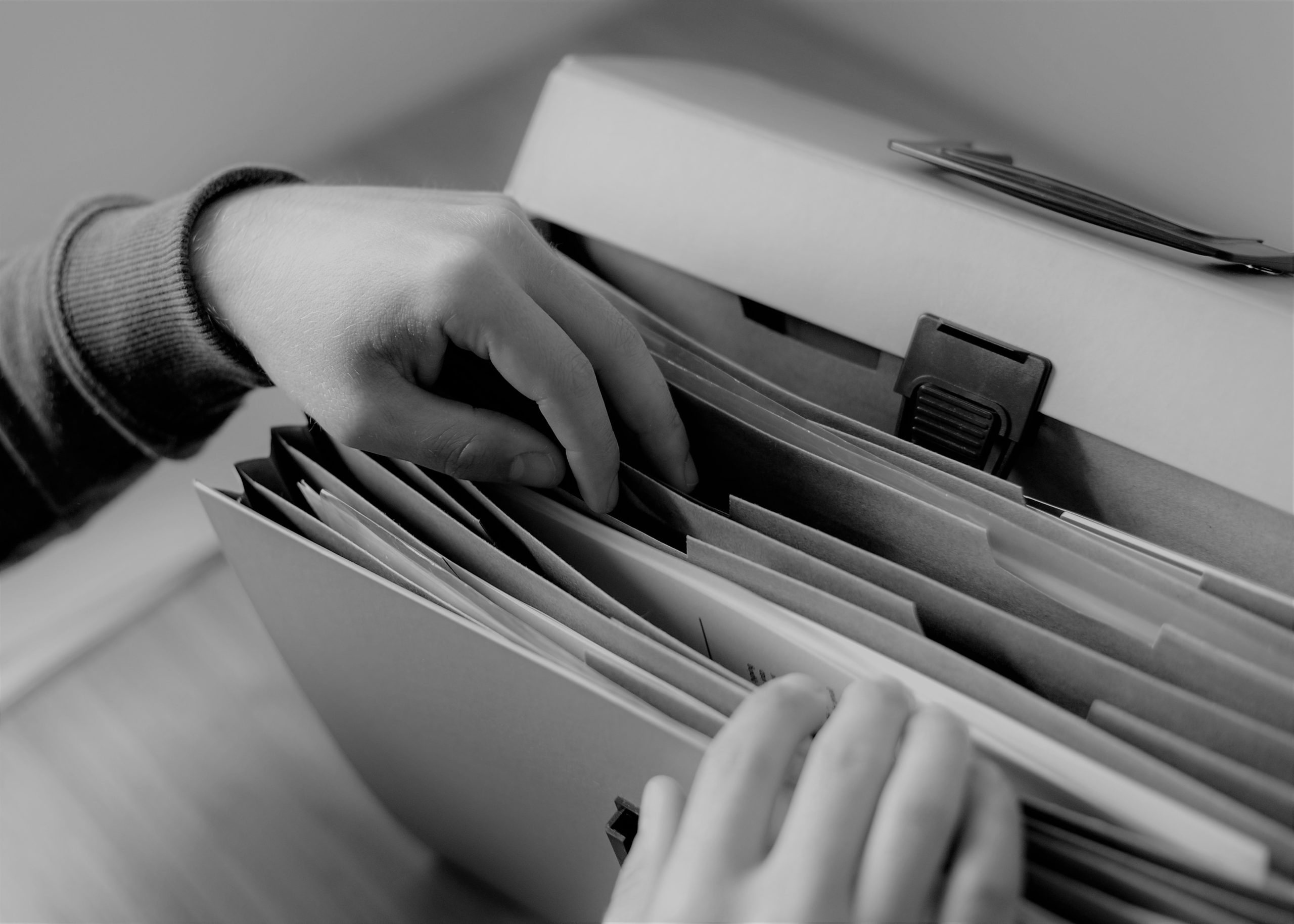 Close up of filing documents
